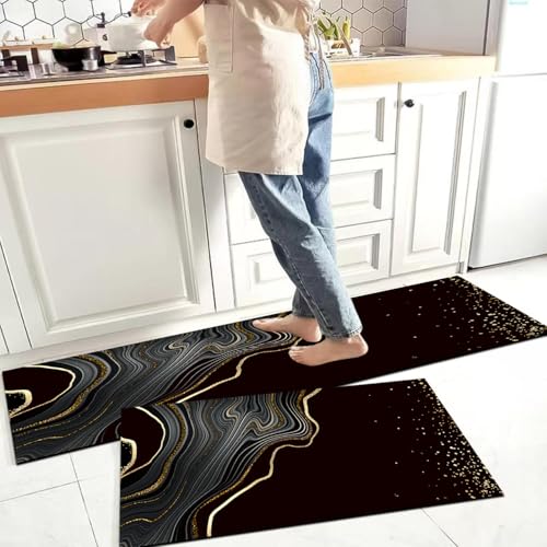 Image of Glaceon Farmhouse Kitchen Mats for Floor 2 Piece Set Kitchen Rugs and Mats Non Skid Comfort Kitchen Standing Mat for Bedroom Laundry Room (ASM8)