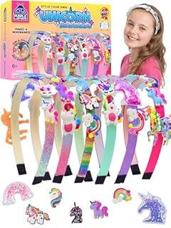 PURPLE LADYBUG Make Your Own Unicorn Headband - Unicorn Gifts for Girls Age 5-11, Arts and Craft Kits for Kids, Birthday Gifts for 5 6 7 8 9 10 11 Year Old Girls