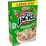 APPLE JACKS Kellogg's Apple Jacks - Cereales para desayuno, 8 vitaminas y minerales, aperitivos para niños, tamaño...