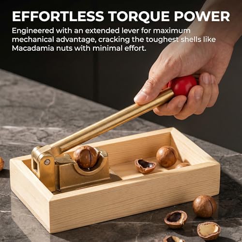 Image of Nut Cracker Tool, Walnut Cracker & Pecan Cracker with Adjustable U-Groove - All-in-One Nut Crackers for All Nuts with Wooden Storage Base & 4 Steel Picks for Pecans, Walnuts, Macadamia & More