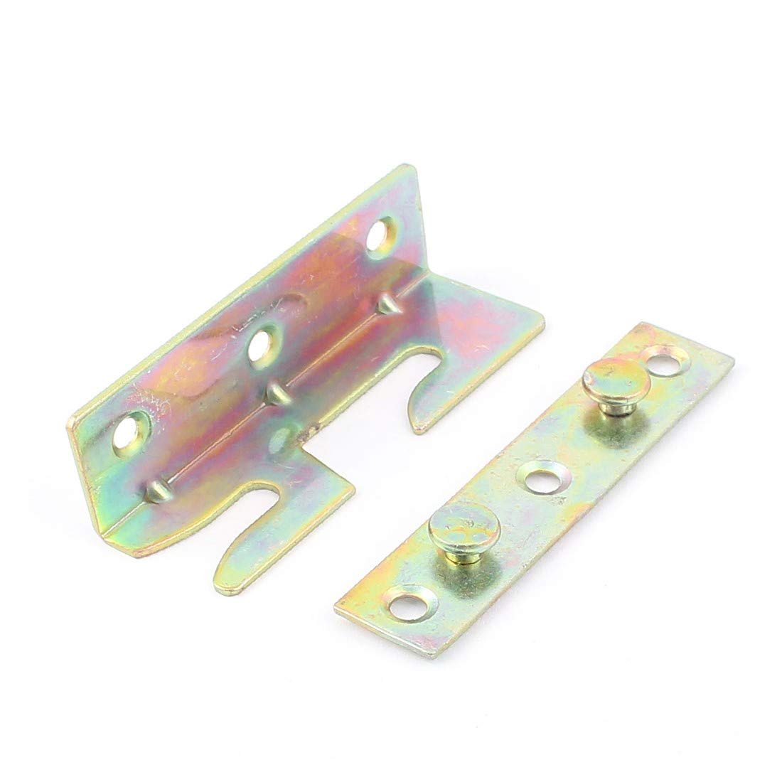 New Lon0167 Furniture Wood Featured Bed Rail Hook reliable efficacy Metal Fasteners 80x25x25mm Brass Tone(id:43c b6 8b a60)