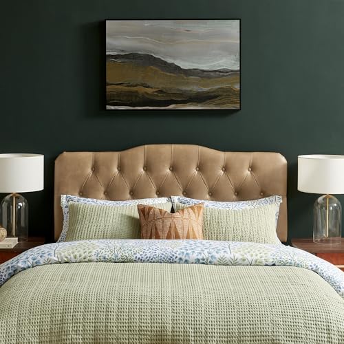 Modway Annabel Faux Leather Adjustable King Headboard in Toast - Padded Vegan Leather Headboard with 7 Height-Adjustable Positions