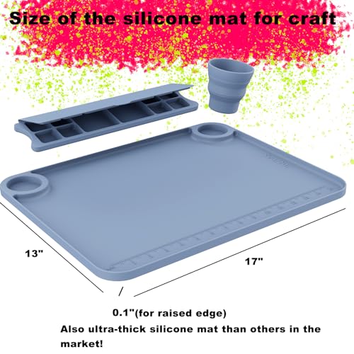 Image of Svartur Silicone Art Mat with Removable Palette and Cup, 17 inchX13 inch Thick, Gray