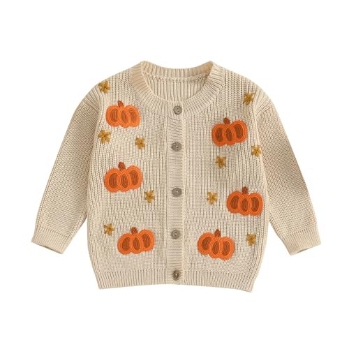 Toddler Baby Halloween Sweater Cardigan Girl Boy Button Down Pumpkin Chunky Knit Knitwear Infant Fall Winter Clothes