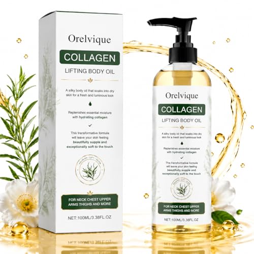 Orelvique Collagen Lifting Body Oil Firming Moisturizing Oil Hydrating Ollagen Lotion For Skin Tightening Body For Women & Men Helps Soften Appearance Of Crepey Skin For All Skin Types (1pcs)