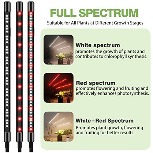 Baedaod Grow Lights For Indoor Plants, 6000K 135 Leds Grow Light For Seed Starting With Full Spectrum, Clip Plant Lights With Flexible Gooseneck，3/9/12H Timer, 10 Dimmable Levels, 3 Switch Modes #TOP3