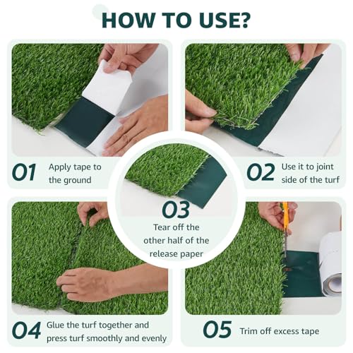 Image of Artificial Grass Turf Tape, 6 inch x 16' Turf Seam Tape: Self-Adhesive Artificial Grass Seaming Tape for Indoor Outdoor Carpet Jointing, Connecting Lawn, Rug, Pet Grass Mat