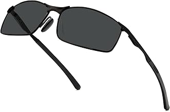 MMOWW Men's Sunglasses Polarized UV400 Protection Retro Rectangle Metal Frame Sunglasses for Men Driving