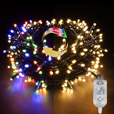 YOSION 100 LED Fairy String Lights, Christmas Lights with Timer 11 Modes by USB Powered, Multi-Color to Warm White Color Changing for Indoor / Outdoor, Halloween, Home, Xmas Tree Cover