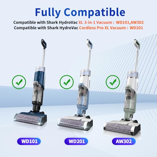 Image of 9 Pack Replacement Roller Brush and Foam Filters Kit Compatible with Shark WD101,AW302,WD201, WD161 WD261 AW261 Hydrovac XL 3-in-1 Vacuum Cleaner, Cordless Pro XL Vacuum Accessories