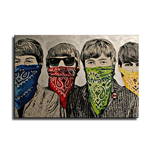 Banksy Beatles Poster sur toile et décoration murale moderne pour chambre à coucher - Les Beatles, Paul McCartney, John Lennon, RIngo Starr, George Harrison Banksy Beatles Poster sur toile et décoration murale moderne pour chambre à coucher