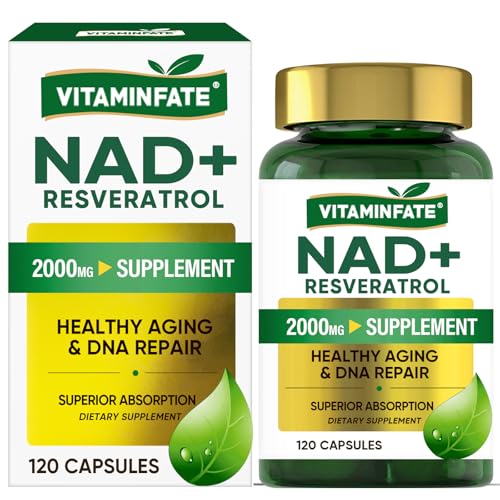 NAD+ Supplement 2000 mg - 120 Cápsulas | NAD+ Verdadero y Resveratrol, Alternativa al NMN | Apoya el Antienvejecimiento, la Energía Celular y la Reparación, el Metabolismo y Refuerza el Cerebro para H