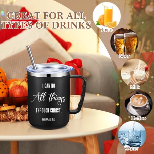 Set 12 Mugs Cristianos de Acero Inoxidable con Tapa y Popote miniatura 5