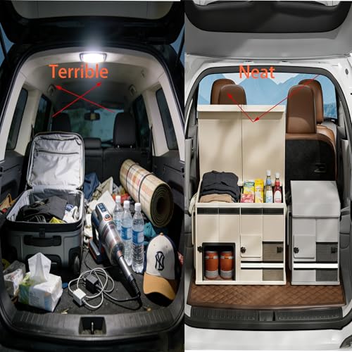 Caja organizadora para maletero de coche con base antideslizante, resistente al desgaste, duradera y fuerte capacidad de carga, múltiples compartimentos, organizador para maletero con compartimento