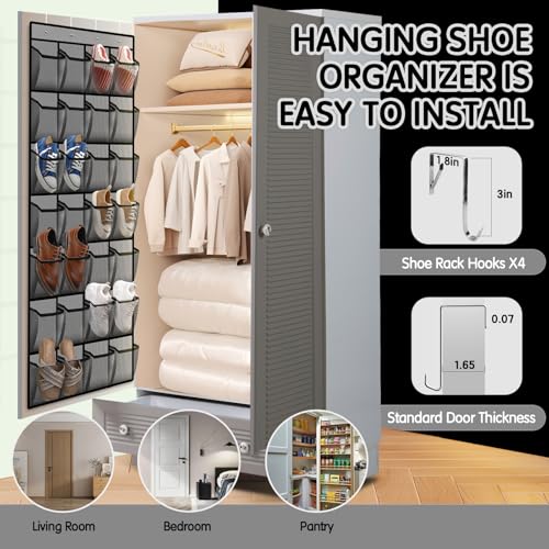 Kotkn 28 HUIS28002 Compartment Breathable Mesh Pocket Over The Door Hanging Shoe Organizer thumb #5