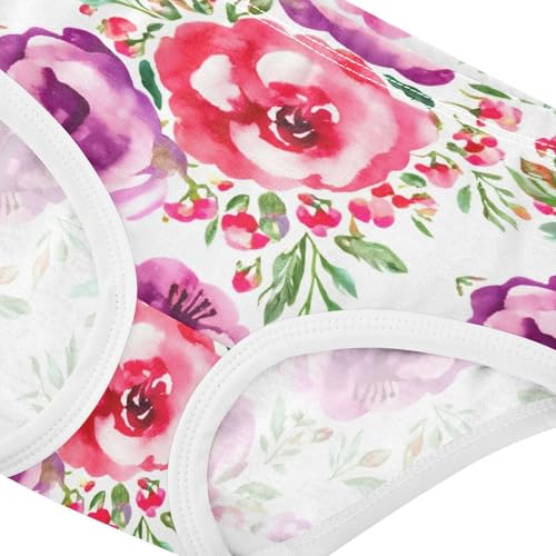 Animal Toddler Underwear Custom 2t Cotton Panties for Girl Watercolor Flowers Pink Purple Kids Briefs Undies4