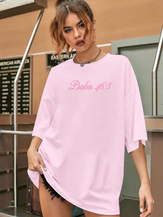 Oversized Christian Shirts for Women God is Within Her T Shirt Jesus Religious Gift Tee Bible Verse Inspirational Tops2