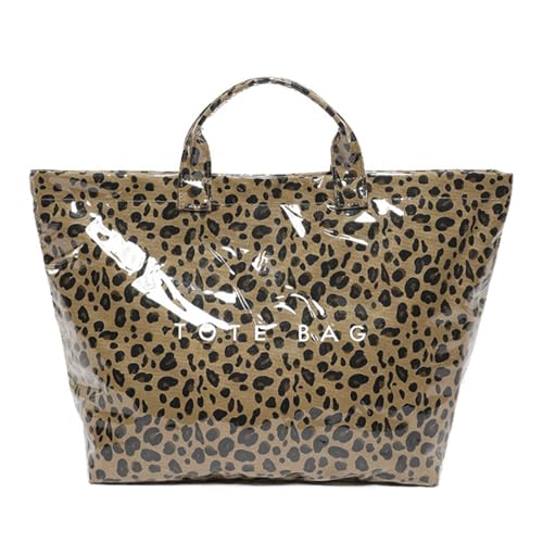 Image of Large Tote Bags for Women PVC Clear Totes Bag Plastic Carry All Bag Kraft Paper Shoulder Handbag Hobo for Work Travel