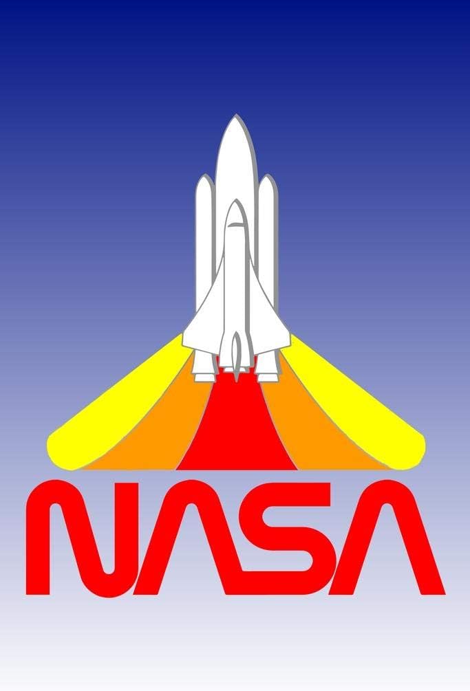 Laminated NASA Shuttle Retro Blast Off Worm Logo Poster Dry Erase Sign 24x36