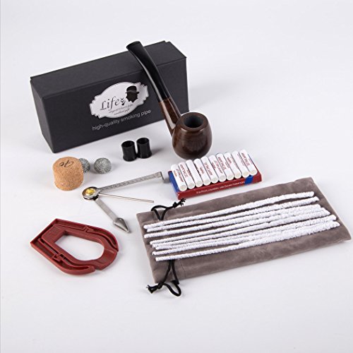lifevv Tobacco Pipe Ebony Wooden Smoking Pipe with Accessories and Gift Package - Thumbnail 4