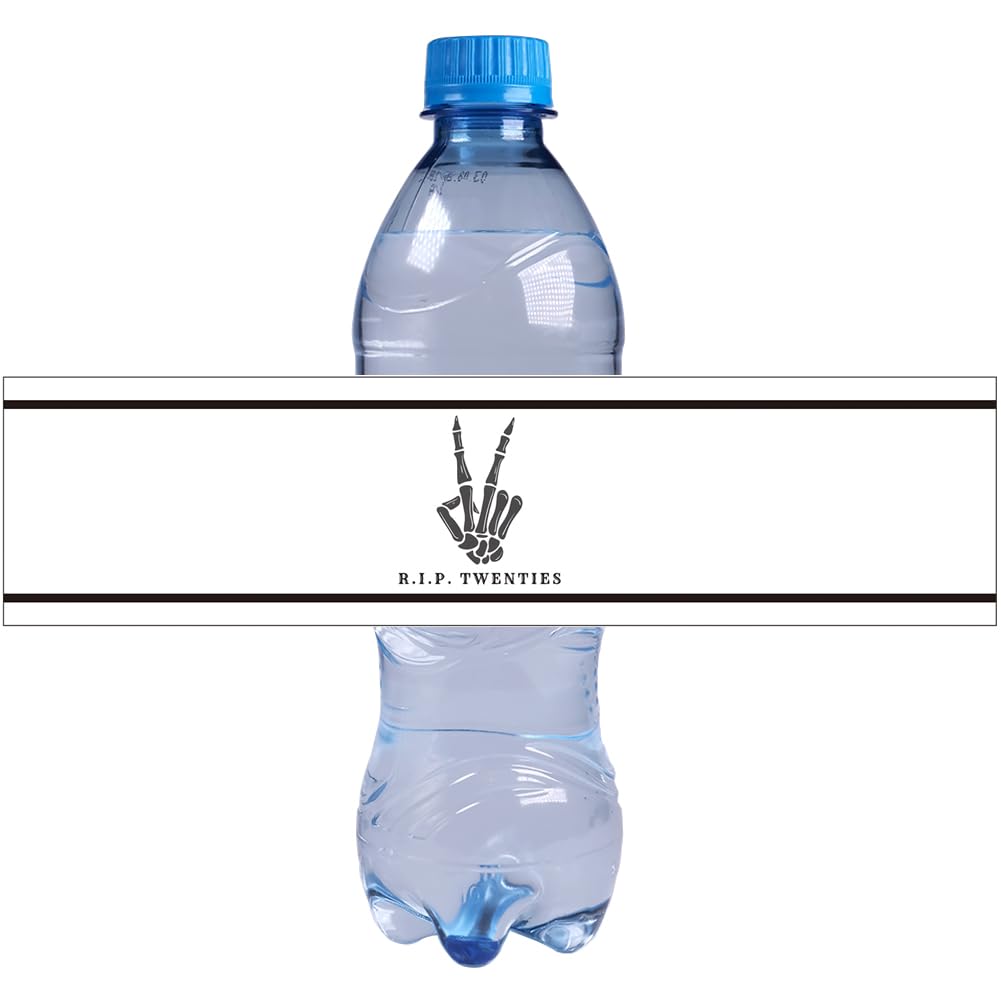 SharkBliss RIP Twenties Water Bottle Labels, RIP Twenties Death to My 20s Dirty 30 Birthday Water Bottle Stickers Wrappers Waterproof Labels for 30th