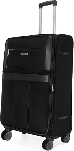 Nasher Miles Toledo Expander Soft-Sided Polyester Check-in Luggage Black 24 inch |65 Trolley Bag