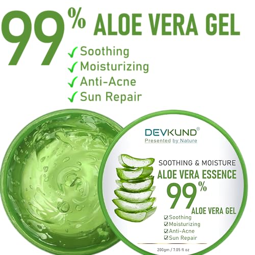 Image of Devkund Aloe Vera Gel | With Pure Aloe Vera | Gel for Face, Hair, Skin Moisturizer | Hydrates and Soothes | With Vitamin E and No Paraben | 400G