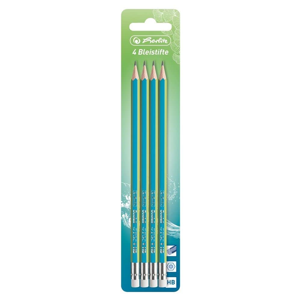 herlitz Greenline HB 50033638 Pencils Pack of 4 on Blister Card