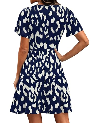 Image of RUMIA Women Casual Dresses Wrap V Neck Dress A-Line Summer Sundress Fashion