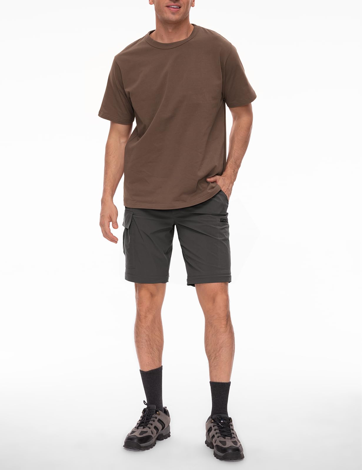 Wespornow Herren Zip-Off Wanderhose Trekkinghose Atmungsaktiv Outdoorhose Schnell Trockend Sommer Funktionshose 5 Taschen