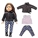 Uteruik - Vestiti per bambole americane da 46 cm, con giacca in pelle, accessori per costume da donna, 3 pezzi