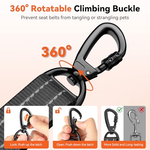 Robustes Nylon-Bungee-Material des Tivray Hund auto Gurts in Schwarz - Detailansicht von Tivray 2 Stück Bungee Hundegurt...