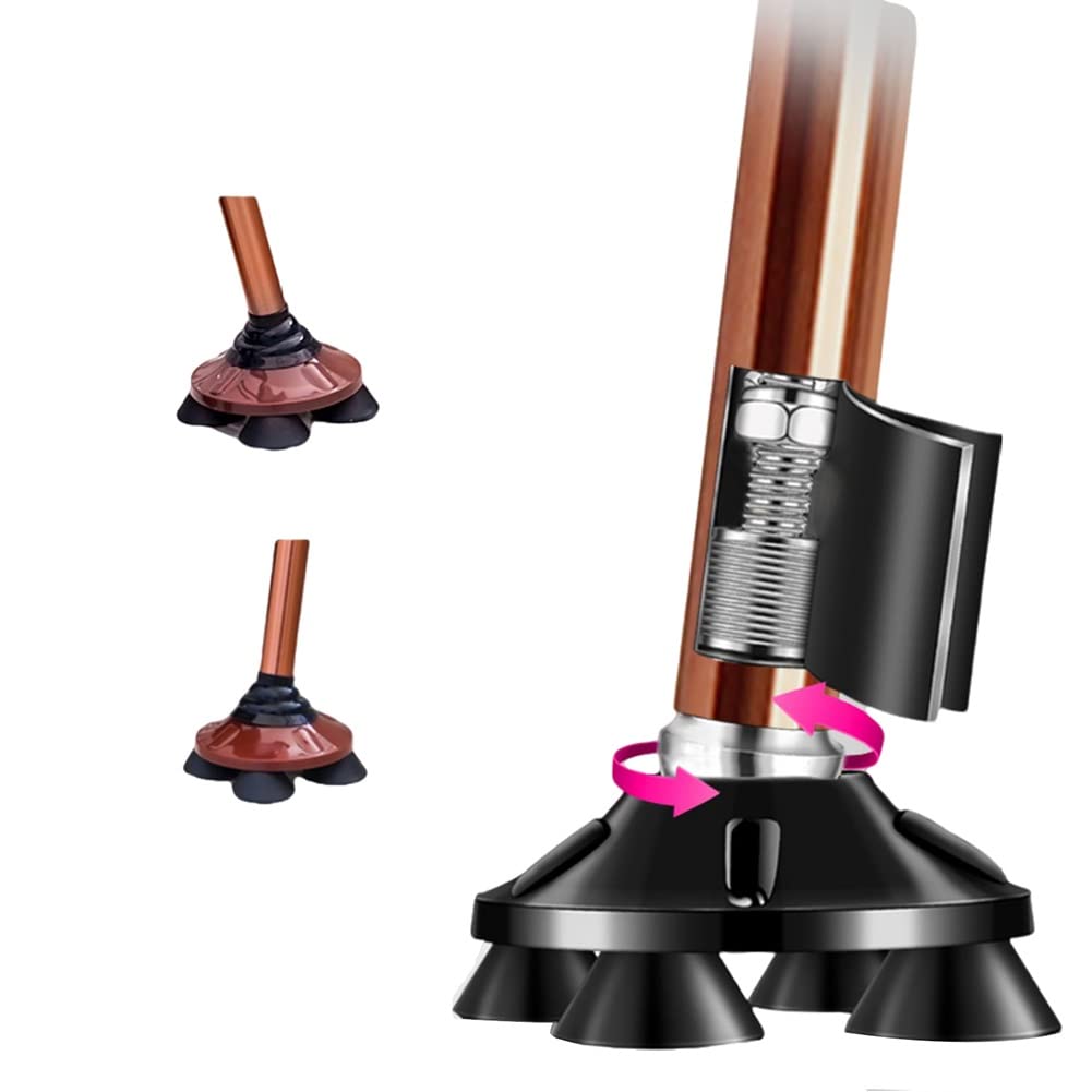 Bastón Plegable con Luz LED, Regulable en Altura, Bastón Cuádruple Ligero para Hombres y Mujeres (Color : Plata)