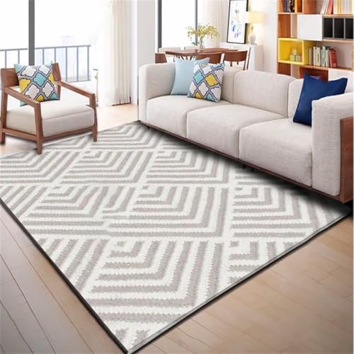Tapis de chambre à coucher gris aux finitions géométriques raffinées - 2