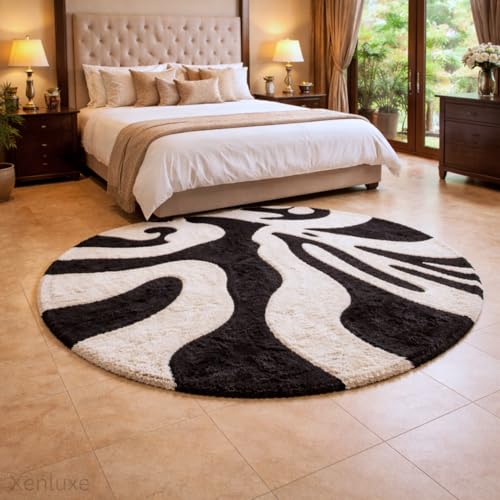Image of Ultra Soft Plush Shaggy Polyester Round Area Rug for Kids Playroom Nursery Bedroom and Safe Indoor Play Spaces - (Abs2-, Round, 5x5 feet)