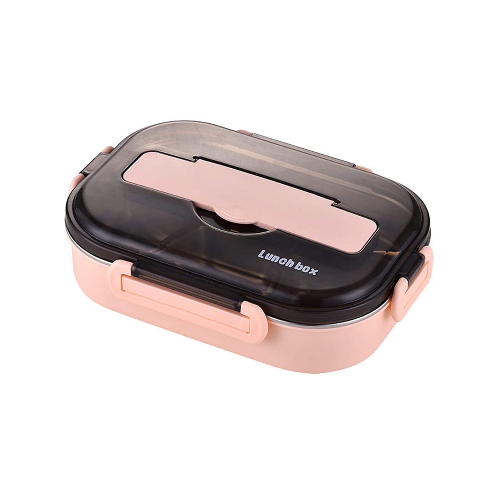 Boîte à lunch en acier inoxydable, boîte bento, bol soupe avec cuillère et baguettes, récipient(Pink)