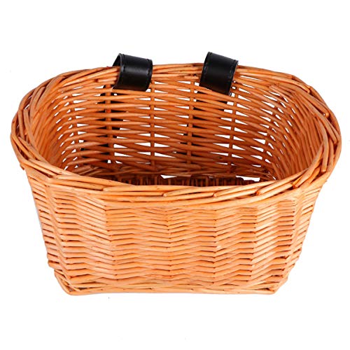 CLISPEED Crianças Guiador Dianteiro Cesta de Bicicleta Guiador Dianteiro Cesta de Vime Bicicleta Tir