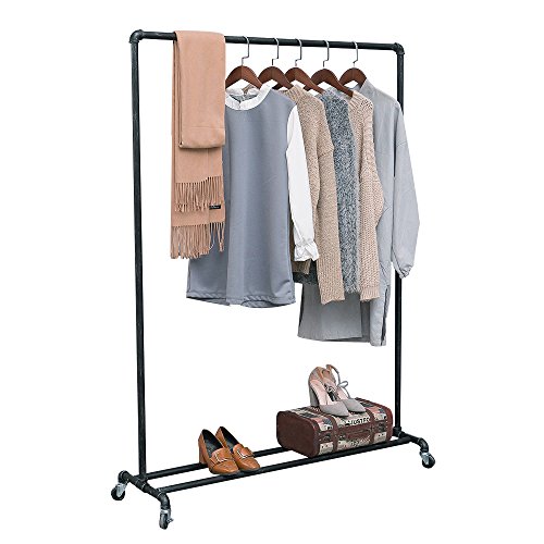 Industrial Pipe Clothing Racks on Wheels,Heavy Duty Garment Racks Commercial Grade,Vintage Rolling Ballet Rack Clothes Display Rack Retail Display