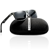 LUOMON Men's Polarized Wayfarer Sunglasses Al-Mg Aloy Grey Frame/Grey Rectangular Lens Unbreakable Frame LM031