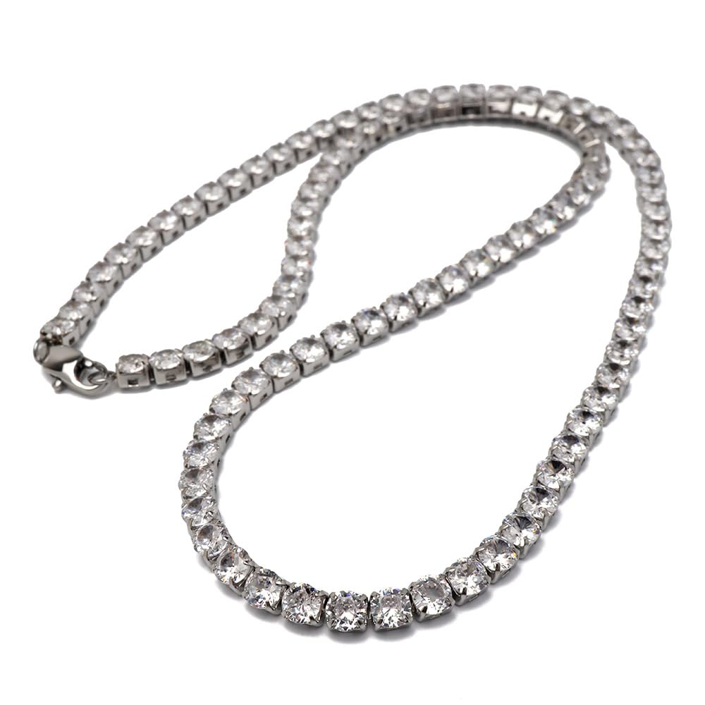 Amazon | [silver KYASYA] ステンレス テニスチェーンネックレス