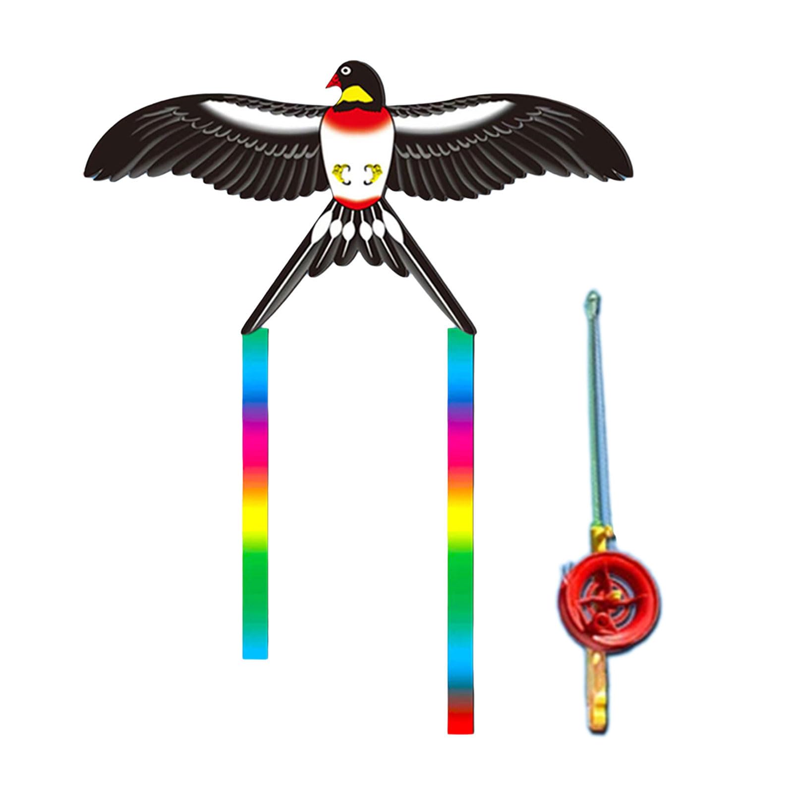 GRABAGECAN Long Tail Dynamic Wing Kites with Fishing Rod Line Dynamic Swallow Kites Toy for Child Easy Flying Kites Outdoor Activity