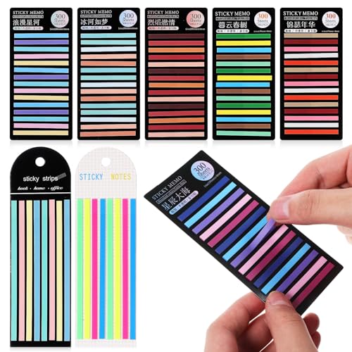 Artibetter 8packs Book Tabs Annotating Index Sticker Strip Highlighter Tape Sticky Strips for Notes