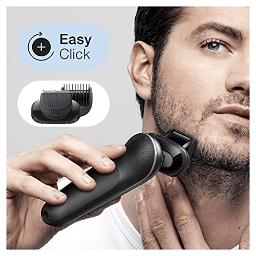 Braun Series 6 60-N4500cs Afeitadora Eléctrica Hombre de Lámina con Base de Carga, recortadora de barba, Uso en Seco y Mojado, Recargable, Inalámbrica, Gris