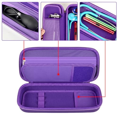 Image of Stethoscope Case Compatible with 3M Littmann Classic III /for MDF Instruments /for Paramed /for FriCARE Monitoring Stethoscope, Extra Room for Doctor & Nurse Accessories-Purple