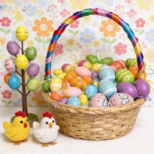 Easter Egg Decorations Set - Colorful Plastic Eggs