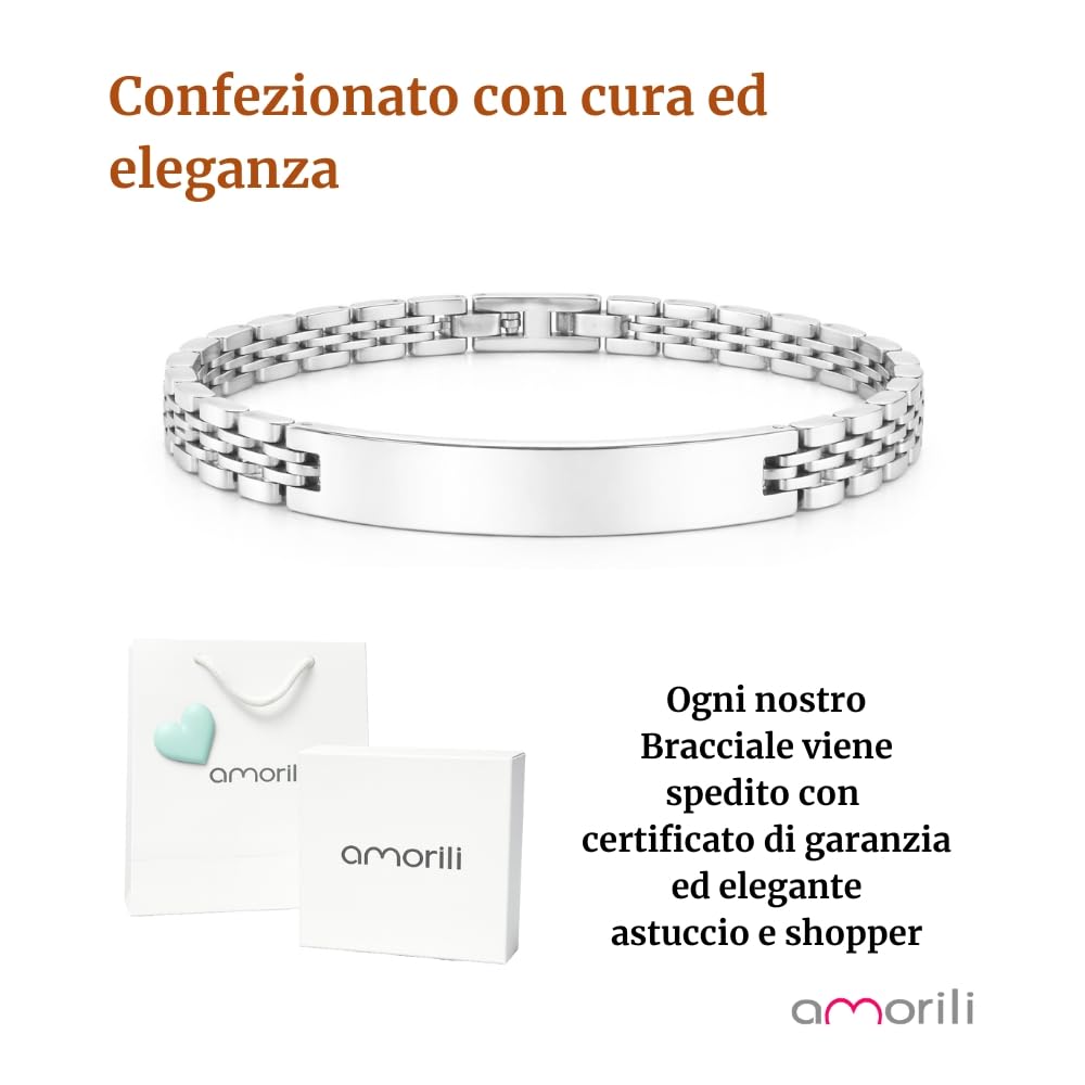 Bracciale Uomo Personalizzabile con Incisione in Acciaio Inox Maglia Jubilee – Gioiello Maschile Personalizzato con Frasi e Date – Idea Regalo Uomo