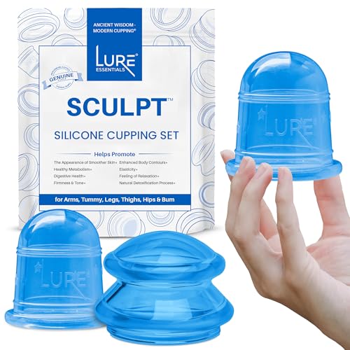 Lure Essentials Sculpt Silicone Cupping Theapy Set Anti Cellulite Cup Massager Vacuum Suction for Lymphatic Drainage