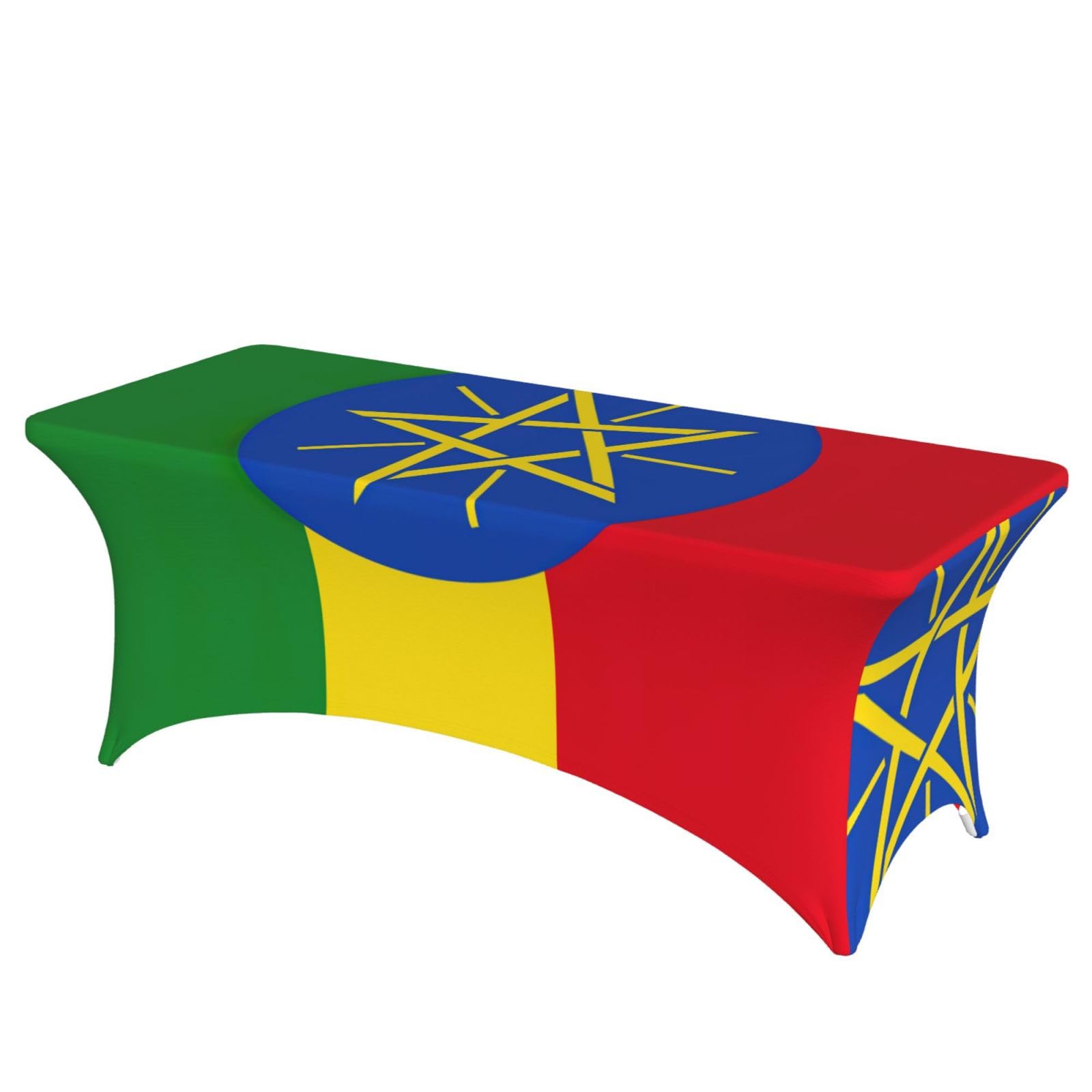 AYYQWE Flag Of Ethiopia Print Elastic Rectangular Tablecloth For Banquet Outdoor Picnics Office Table Cover