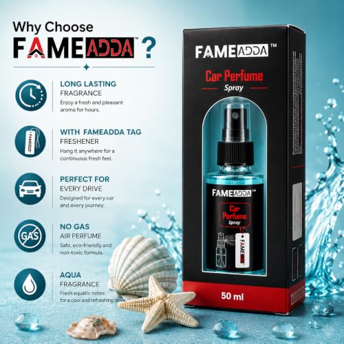 Image of Aqua Premium Car Perfume Luxury Spray 50 ML with Hanging Card /Travel Friendly Car Air Fresheners 350+ Sprays /Car Accessories Interior /Eliminates Bad Odour for Car, Office & Home