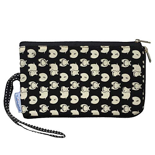 Tainada Women Phone Wristlet Clutch Pouch, Dual Layers Zipper Purse Shockproof Bag for iPhone 15/14 / 13 Pro Max, 15 Plus; Samsung S23, S22+, A54; Google Pixel 8, 7 & More! (Hippo Pattern Black)